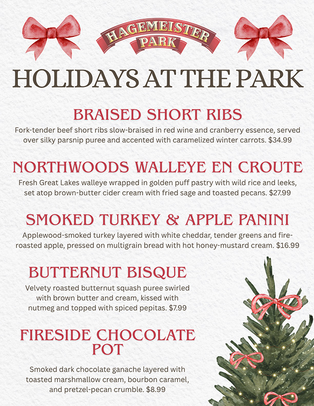 Hagemeister Park - Holiday Menu