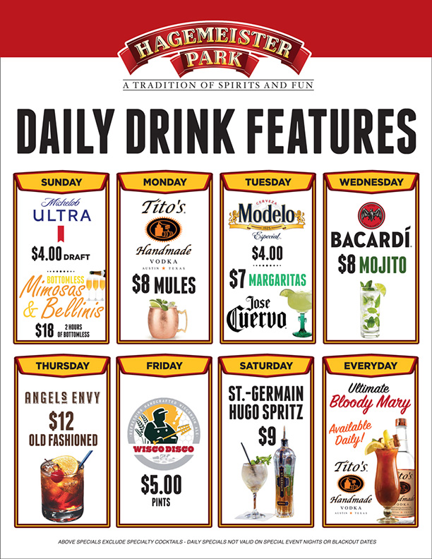 Hagemeister Park - Daily Drink Specials